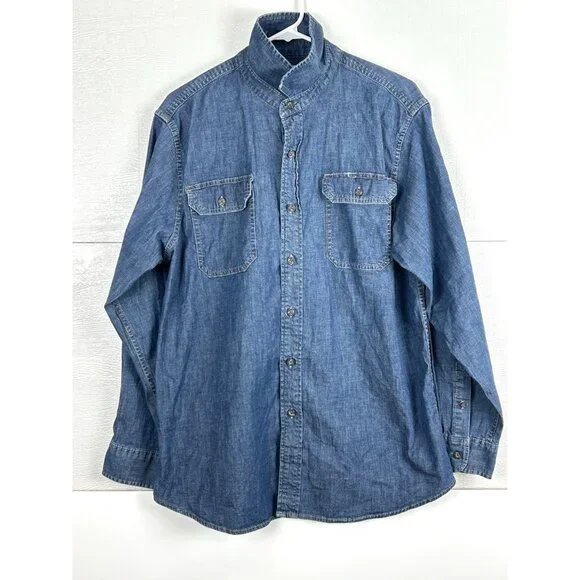 Wrangler Denim Shirt Adult Large Blue Denim - Picture 7 of 16
